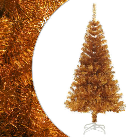 vidaXL Albero di Natale Artificiale con Supporto Oro 150 cm PET