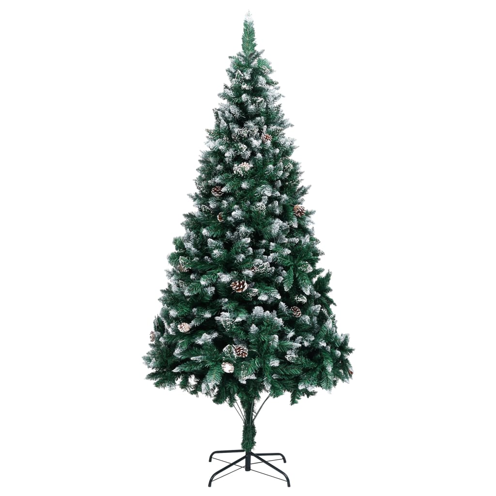 vidaXL Albero di Natale Artificiale con Pigne e Neve Bianca 210 cm