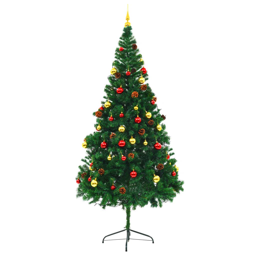 vidaXL Albero di Natale Preilluminato con Palline Verde 210 cm