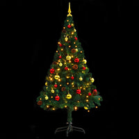 vidaXL Albero di Natale Preilluminato con Palline Verde 150 cm