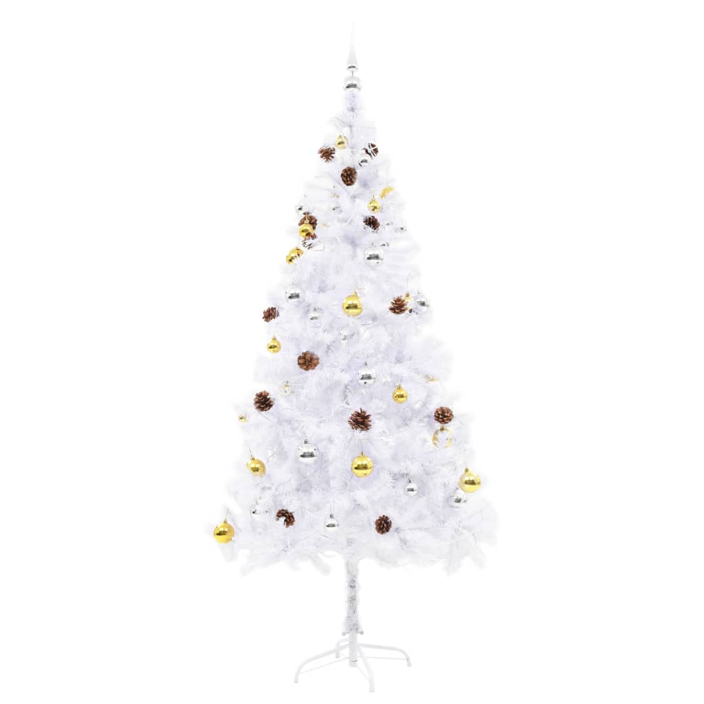 vidaXL Albero di Natale Preilluminato con Palline Bianco 180 cm