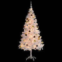 vidaXL Albero di Natale Preilluminato con Palline Bianco 180 cm