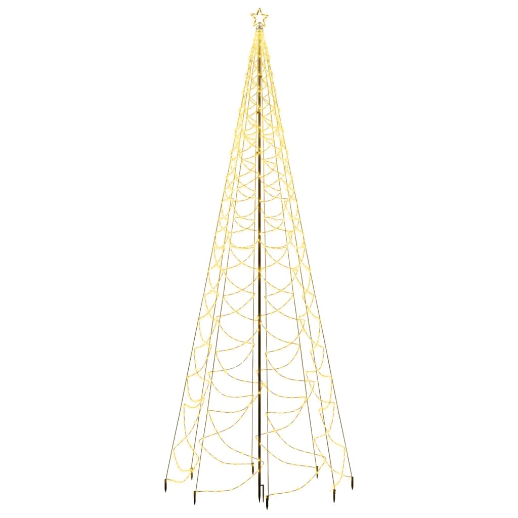 vidaXL Albero di Natale con Palo in Metallo 500 LED Bianco Caldo 5 m