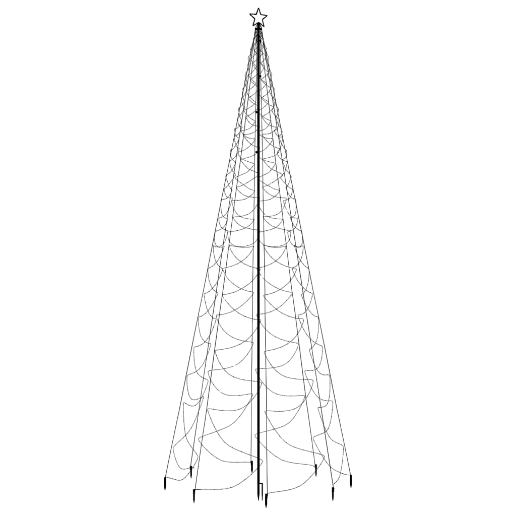 vidaXL Albero di Natale con Palo in Metallo 500 LED Bianco Caldo 5 m