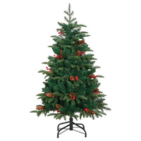 vidaXL Albero Natale Artificiale Incernierato con Pigne e Bacche 120cm