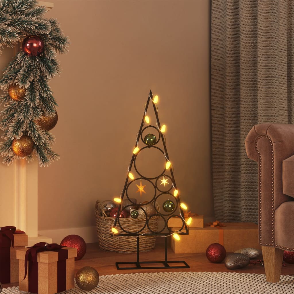 vidaXL Albero di Natale Decorativo in Metallo Nero 60 cm