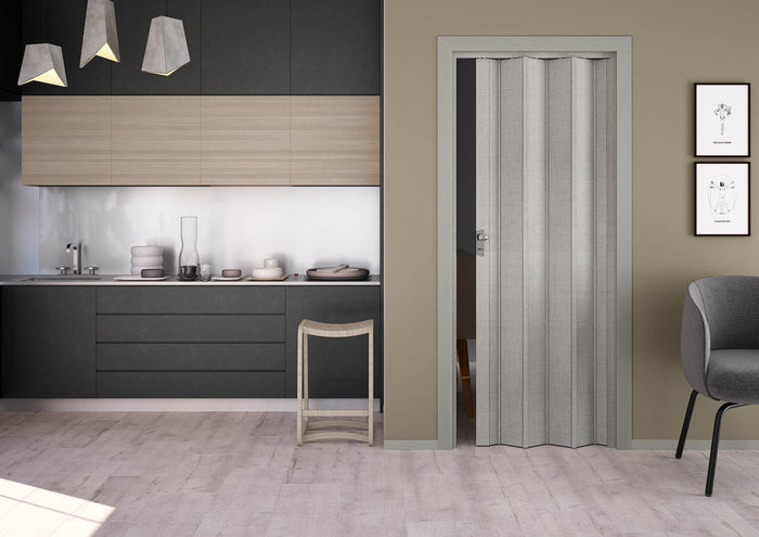 Porta a Soffietto da Interno 83x214 cm in PVC Saba Caroline Tessuto Grigio