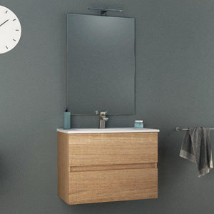 Mobile Bagno Sospeso 74 cm Lavabo e Specchio Tavassi Giove Rovere Chiaro