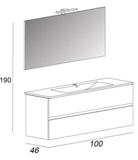 Mobile Bagno Sospeso 100 cm Lavabo e Specchio Tavassi Giove Rovere Bianco