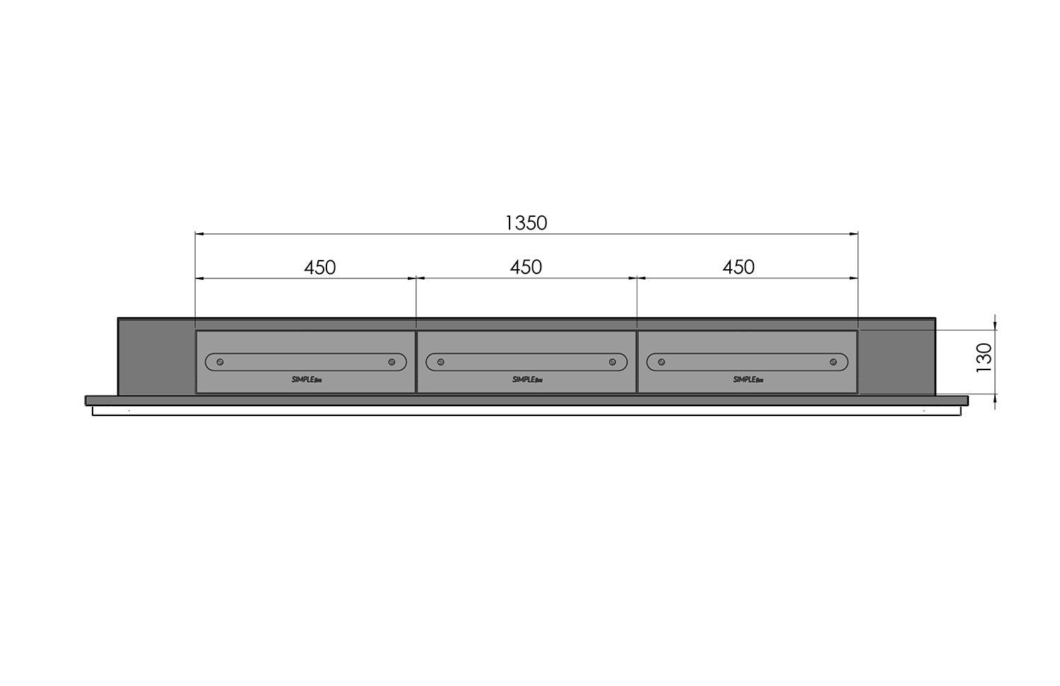 Camino a Bioetanolo da Parete 180x49 cm Frame 1800 Inox con Vetro