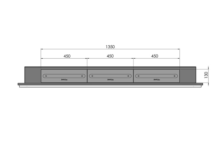 Camino a Bioetanolo da Parete 180x49 cm Frame 1800 Inox con Vetro