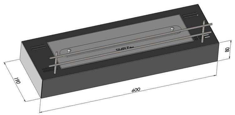 Camino a Bioetanolo da Tavolo 60x19 cm Firebox 600 Nero con Vetro