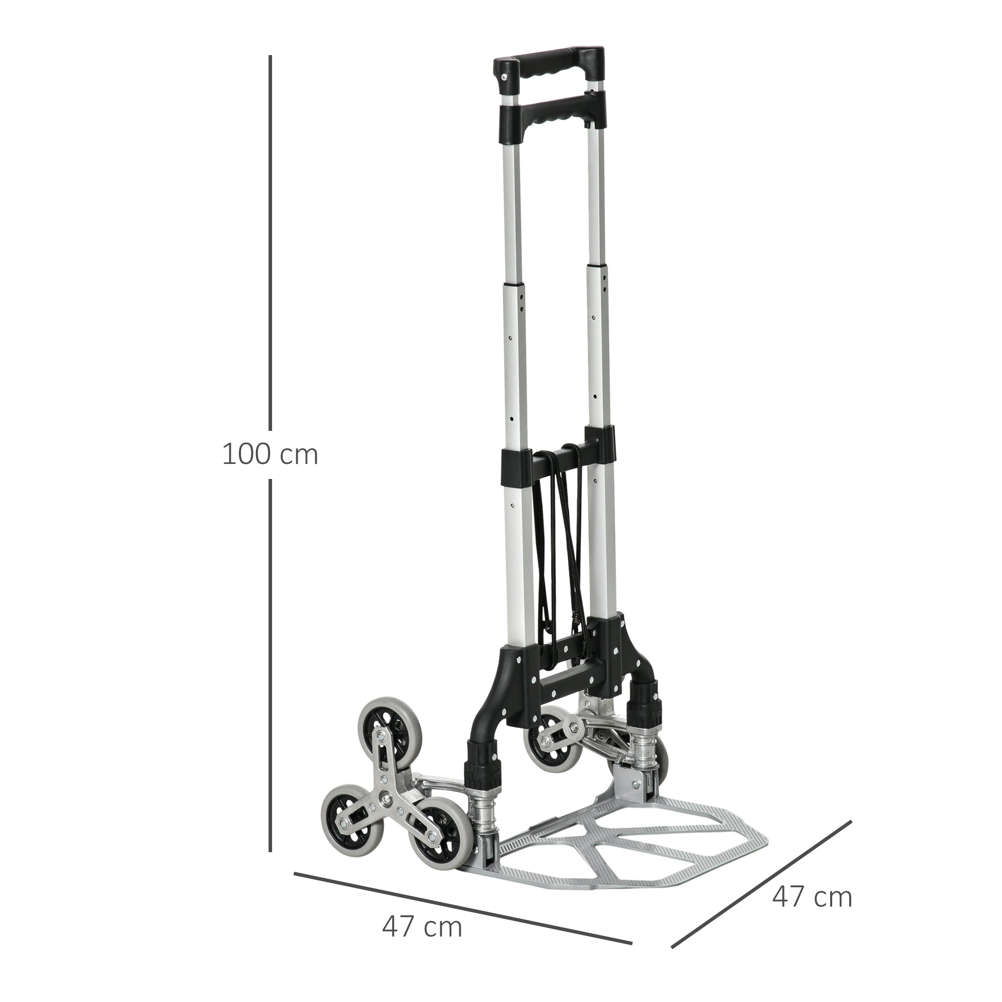 Carrello Portapacchi Pieghevole per Scale 70-30 Kg in Alluminio  Nero e Grigio