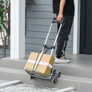 Carrello Portapacchi Pieghevole per Scale 70-30 Kg in Alluminio  Nero e Grigio