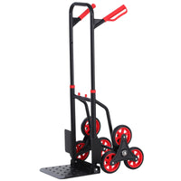 Carrello Portapacchi Pieghevole per Scale 150 Kg in Metallo  Nero e Rosso