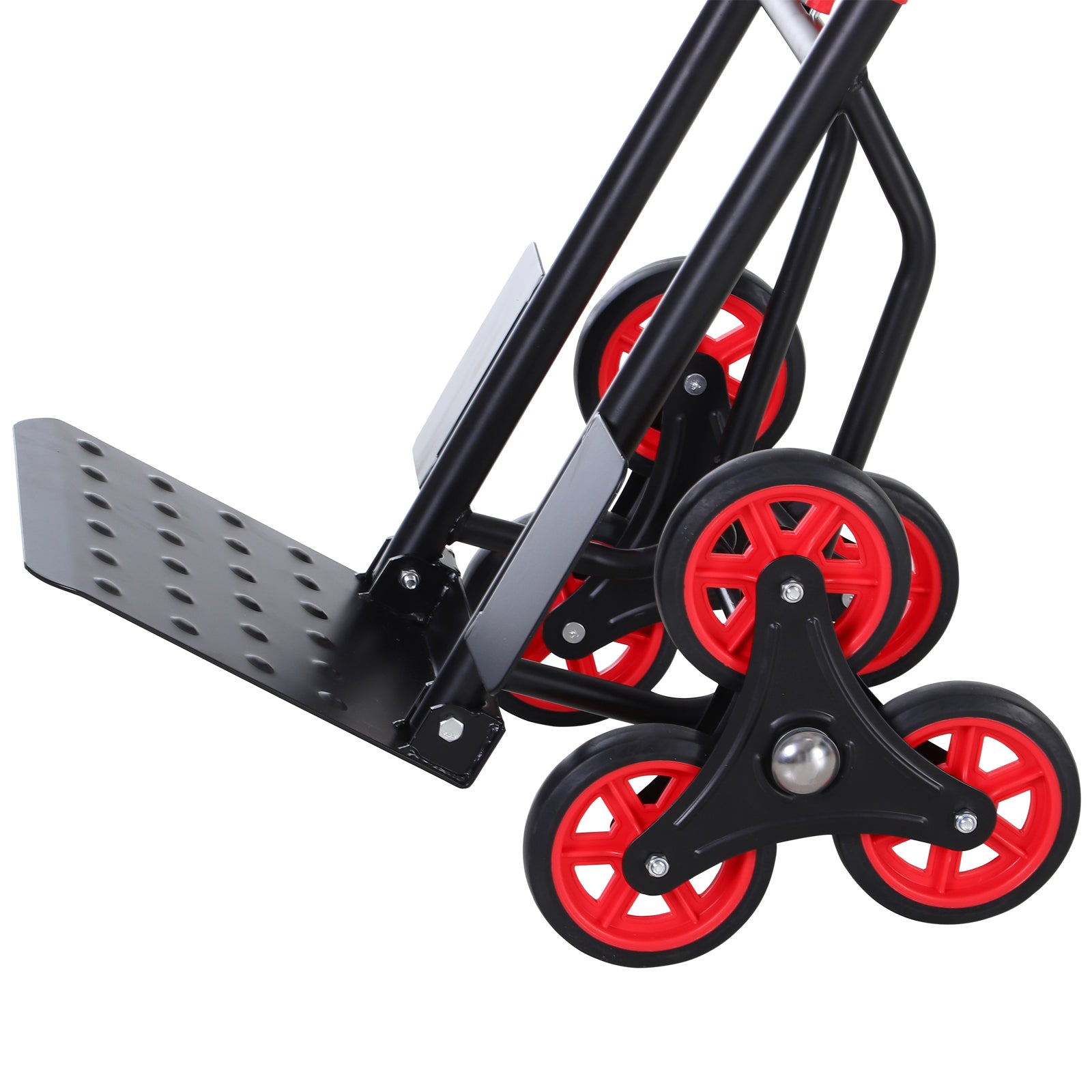 Carrello Portapacchi Pieghevole per Scale 150 Kg in Metallo  Nero e Rosso