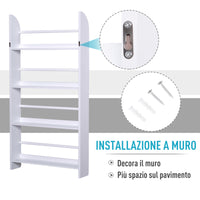 Mobile Libreria da Parete 4 Ripiani 59x12x113 cm in Legno  Bianco