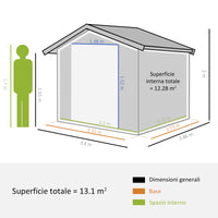 Casetta Box da Giardino in Lamiera 3,4x3,86x2 m Grigia