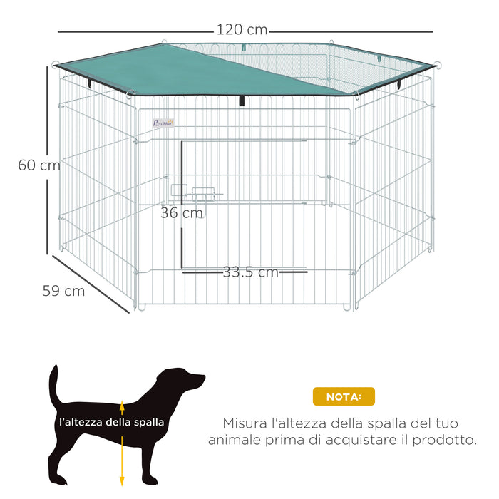 Recinto Recinzione per Animali Domestici 6pz 59x60 cm con Copertura