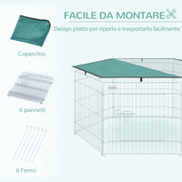 Recinto Recinzione per Animali Domestici 6pz 59x60 cm con Copertura