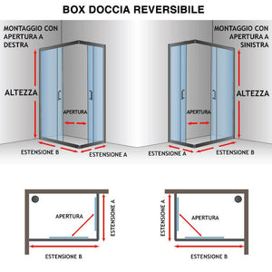 Box Doccia Angolare 70x70 cm 2 Ante Battenti in Cristallo Trasparente 4mm H198 Fosterberg Maribo Duo