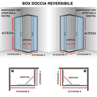 Box Doccia Angolare 75x75 cm 2 Ante Battenti in Cristallo Trasparente 4mm H198 Fosterberg Maribo Duo