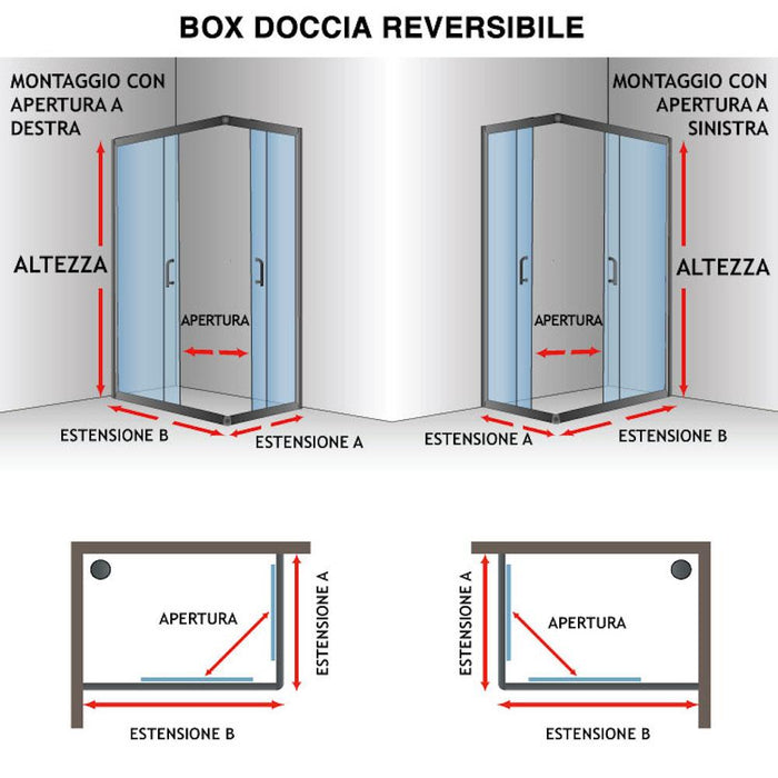 Box Doccia Angolare 75x90 cm 2 Ante Battenti in Cristallo Trasparente 4mm H198 Fosterberg Maribo Duo