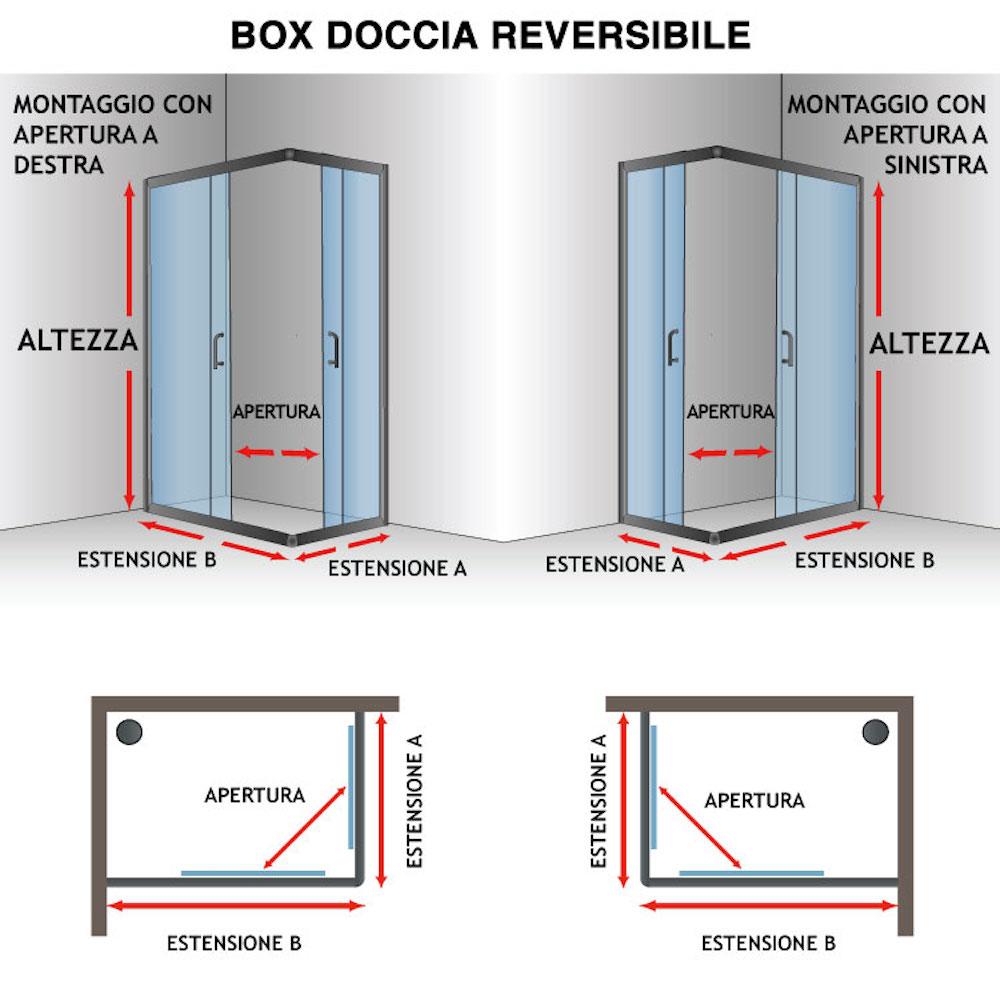 Box Doccia Angolare 70x70 cm 2 Ante Battenti in Cristallo Trasparente 4-6mm H185 Fosterberg Skagen Duo