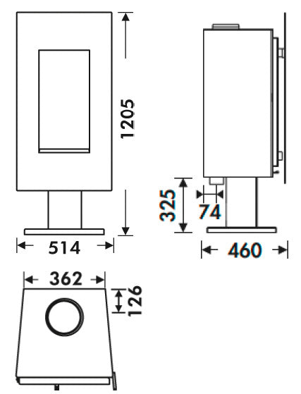 Stufa a Legna 8 kW 120,5x51,4x46 cm Osaka Nera