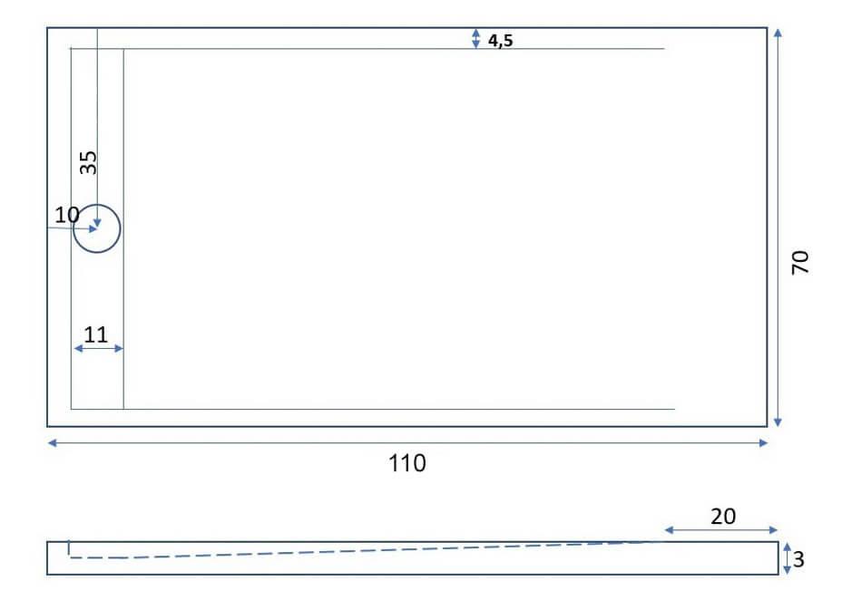 Piatto Doccia 70x110 cm in Pietra Bonussi Kamet Bianco