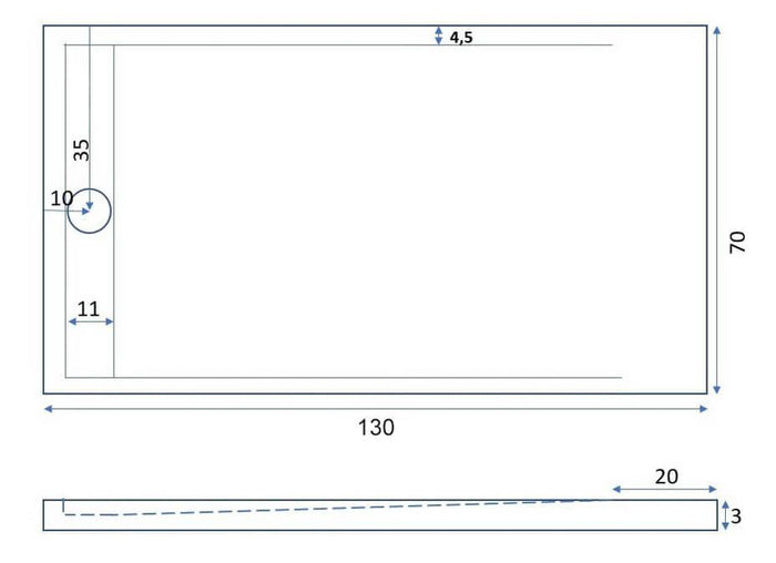 Piatto Doccia 70x130 cm in Pietra Bonussi Kamet Bianco