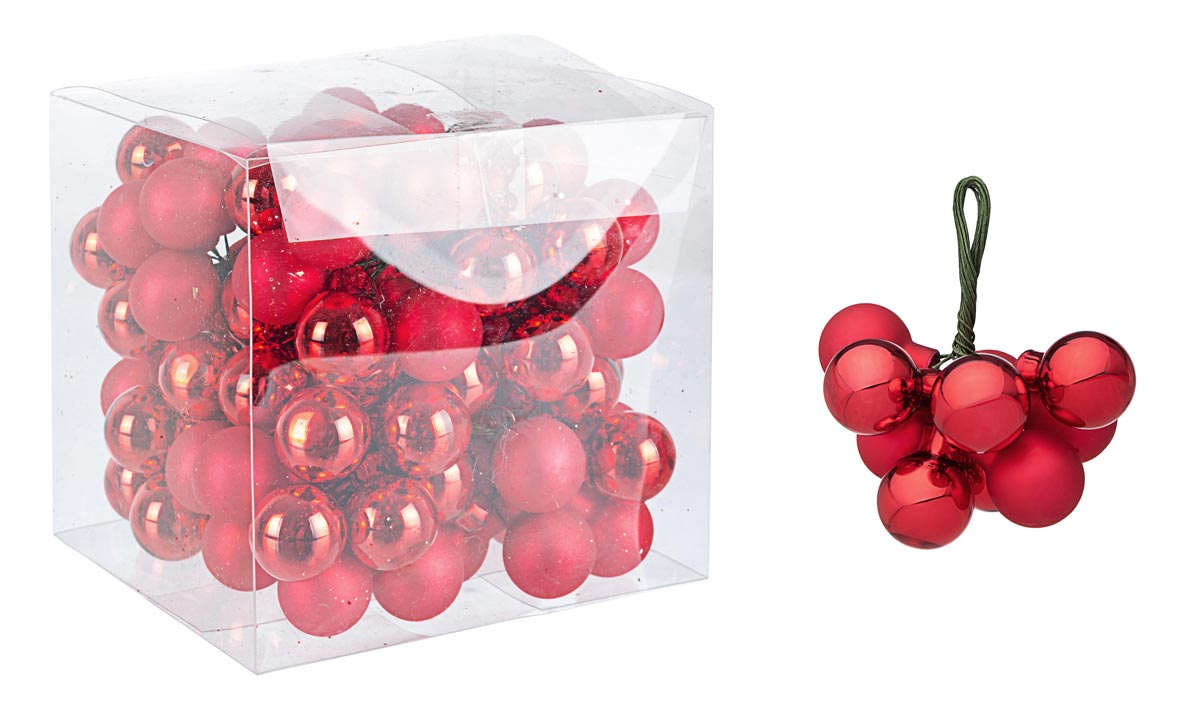 Palline di Natale Set 5 Mazzetti con 10 Palle 20 mm Decorazioni Addobbi Albero Colore: Rosso