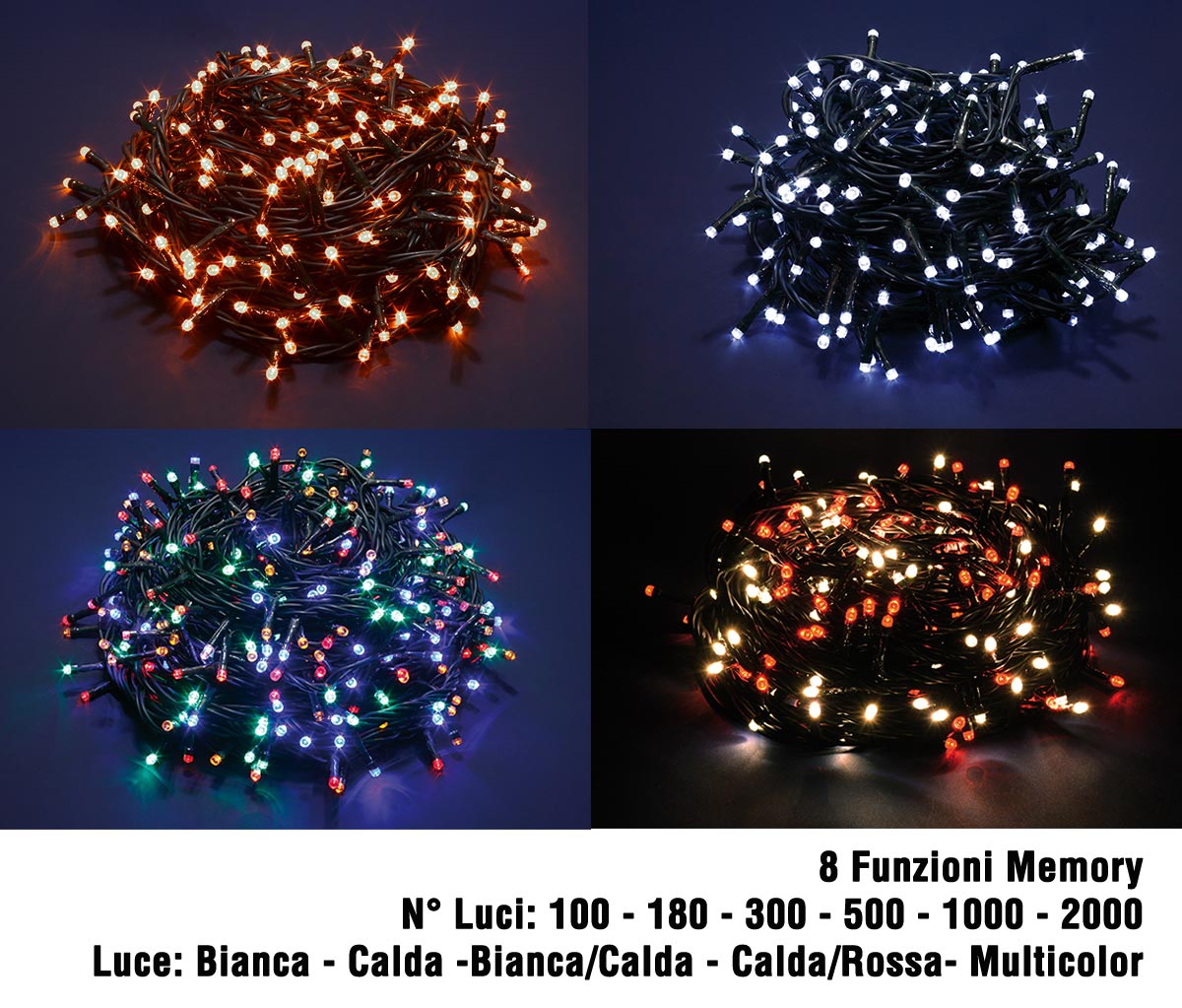 Luci di Natale Led a Luce Calda Fredda Bianca da Esterno Interno Addobbi Albero Numero Led: 500, Temperatura di colore: Luce Oro