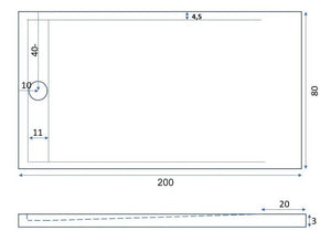 Piatto Doccia 80x200 cm in Pietra Bonussi Kamet Bianco