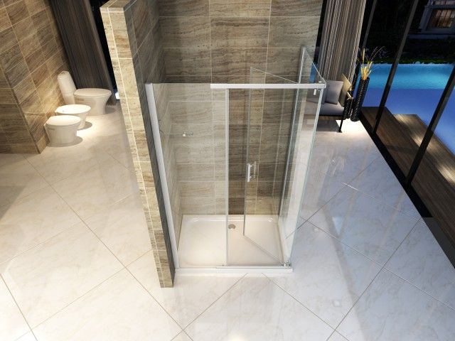 Box doccia in Cristallo 8 mm frameless due lati apertura battente interno ed esterno - Misura: 80 x 80 x195h