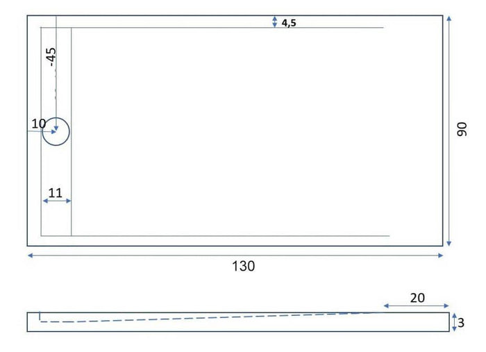 Piatto Doccia 90x130 cm in Pietra Bonussi Kamet Bianco