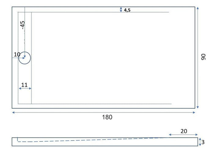 Piatto Doccia 90x180 cm in Pietra Bonussi Kamet Bianco