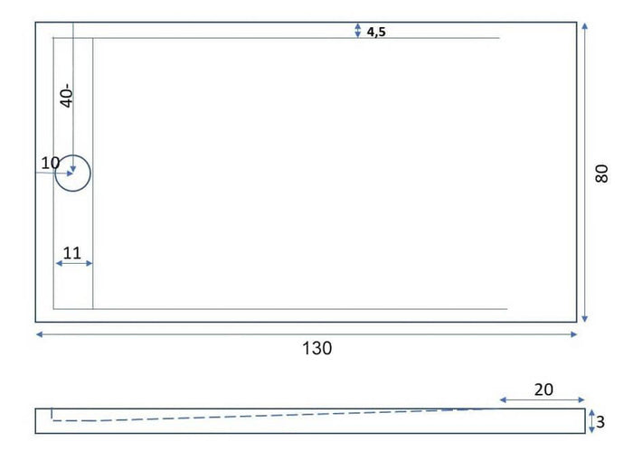 Piatto Doccia 80x130 cm in Pietra Bonussi Kamet Nero