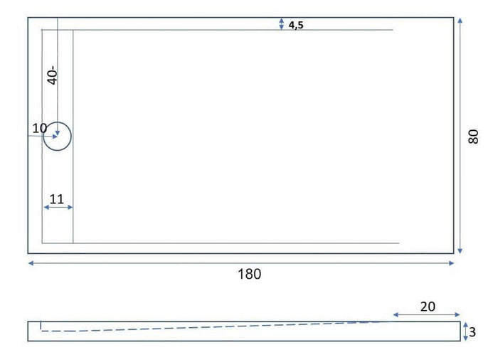 Piatto Doccia 80x180 cm in Pietra Bonussi Kamet Nero