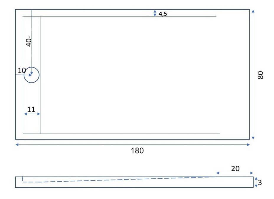 Piatto Doccia 80x180 cm in Pietra Bonussi Kamet Nero