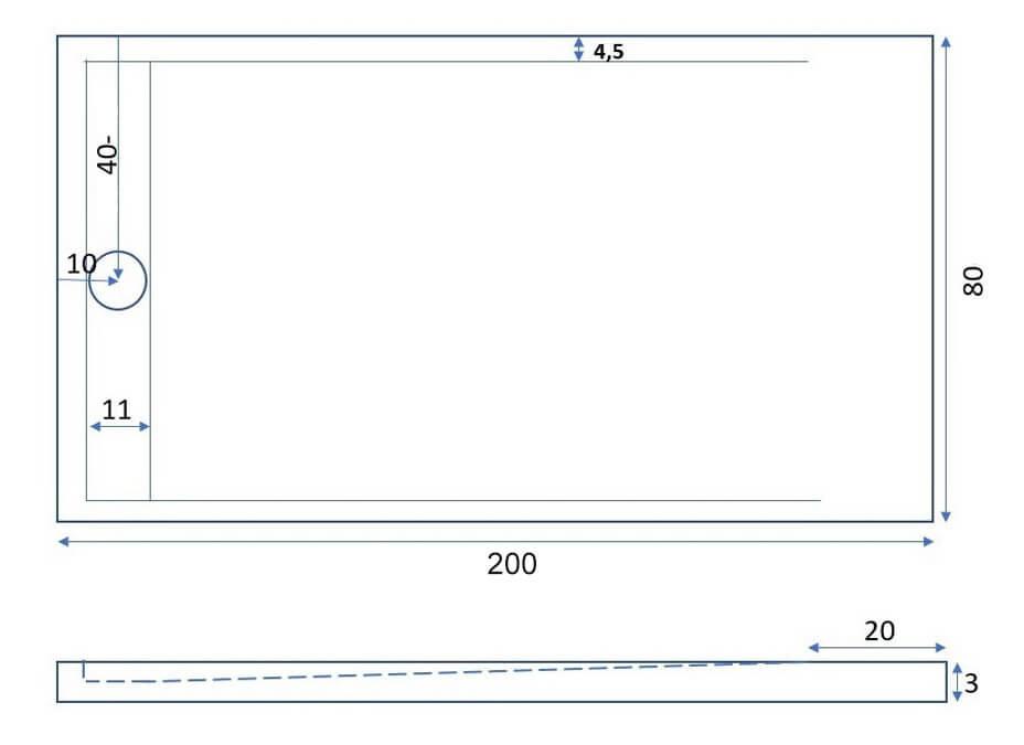 Piatto Doccia 80x200 cm in Pietra Bonussi Kamet Nero