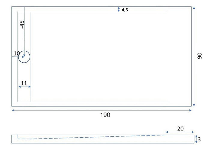 Piatto Doccia 90x190 cm in Pietra Bonussi Kamet Nero