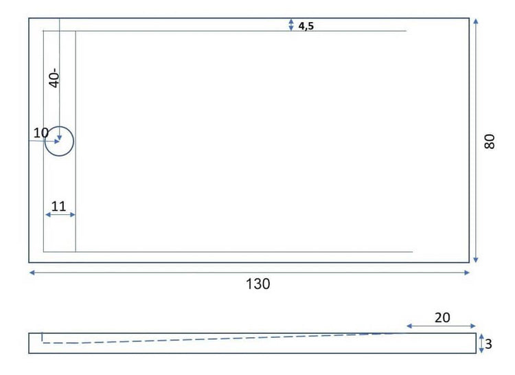 Piatto Doccia 80x130 cm in Pietra Bonussi Kamet Crema