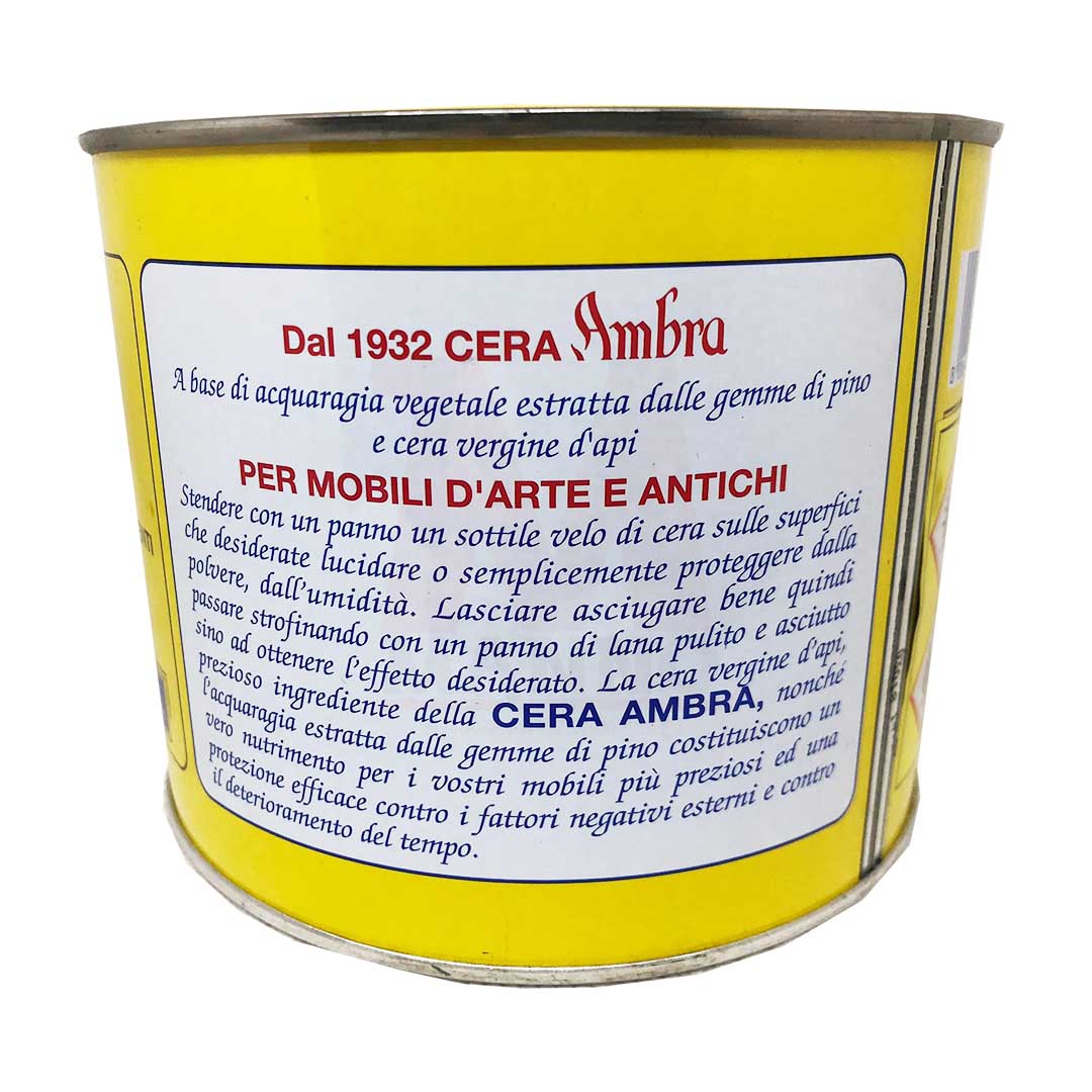 Cera ambra solida per antiquariato e pavimenti in legno parquet mobili Ambrosoli Bianco/500 ml