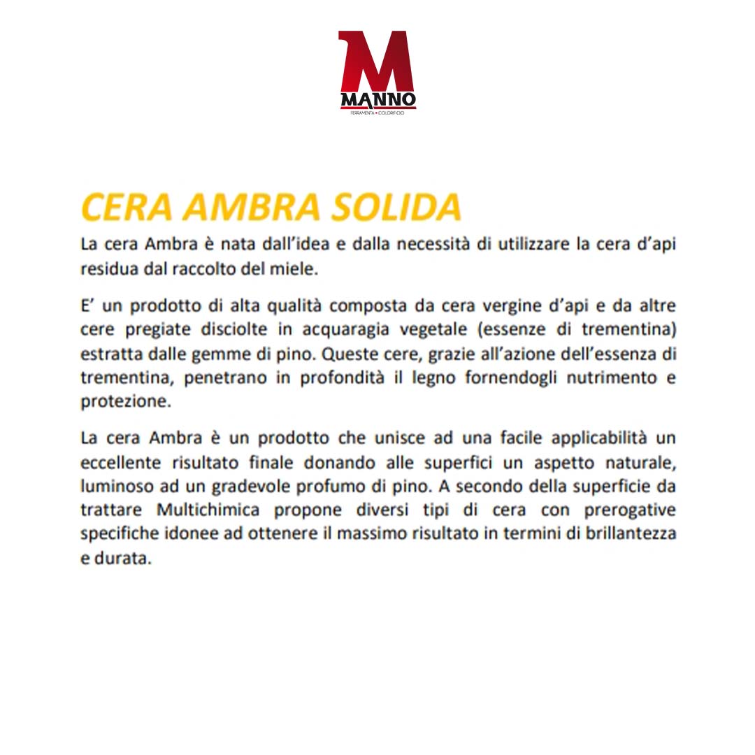 Cera ambra solida per antiquariato e pavimenti in legno parquet mobili Ambrosoli Bianco/500 ml