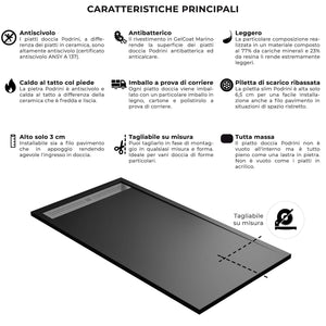 Piatto Doccia 70x160 cm in Pietra Bonussi Trivor Nero