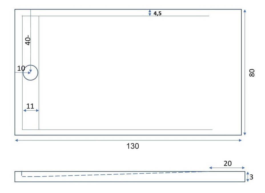 Piatto Doccia 80x130 cm in Pietra Bonussi Trivor Nero