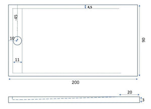 Piatto Doccia 90x200 cm in Pietra Bonussi Trivor Nero