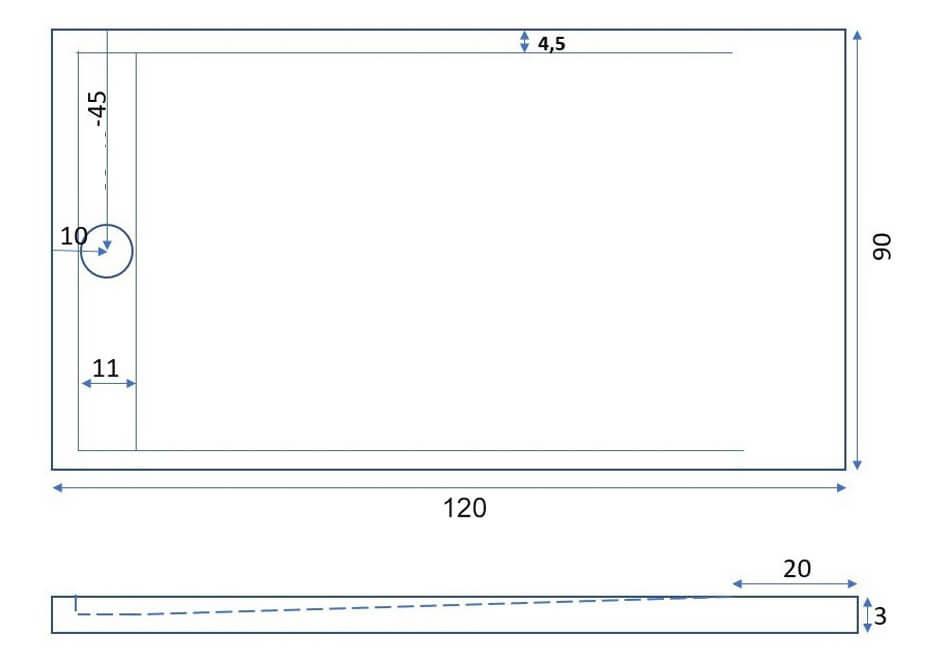 Piatto Doccia 90x120 cm in Pietra Bonussi Trivor Grigio Chiaro