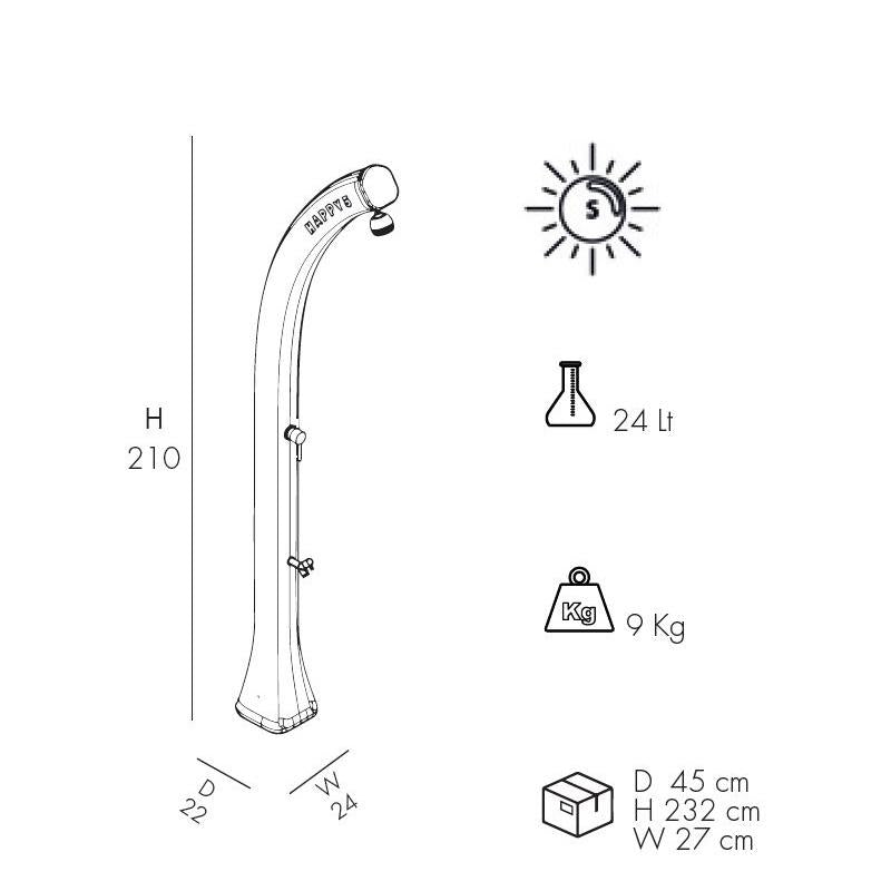 Doccia Solare In Polietilene Happy Five 24 Litri Con Lavapiedi Colore Antracite Cv-F520/7016